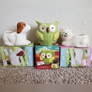 Set Of 3 Small Animal Planters